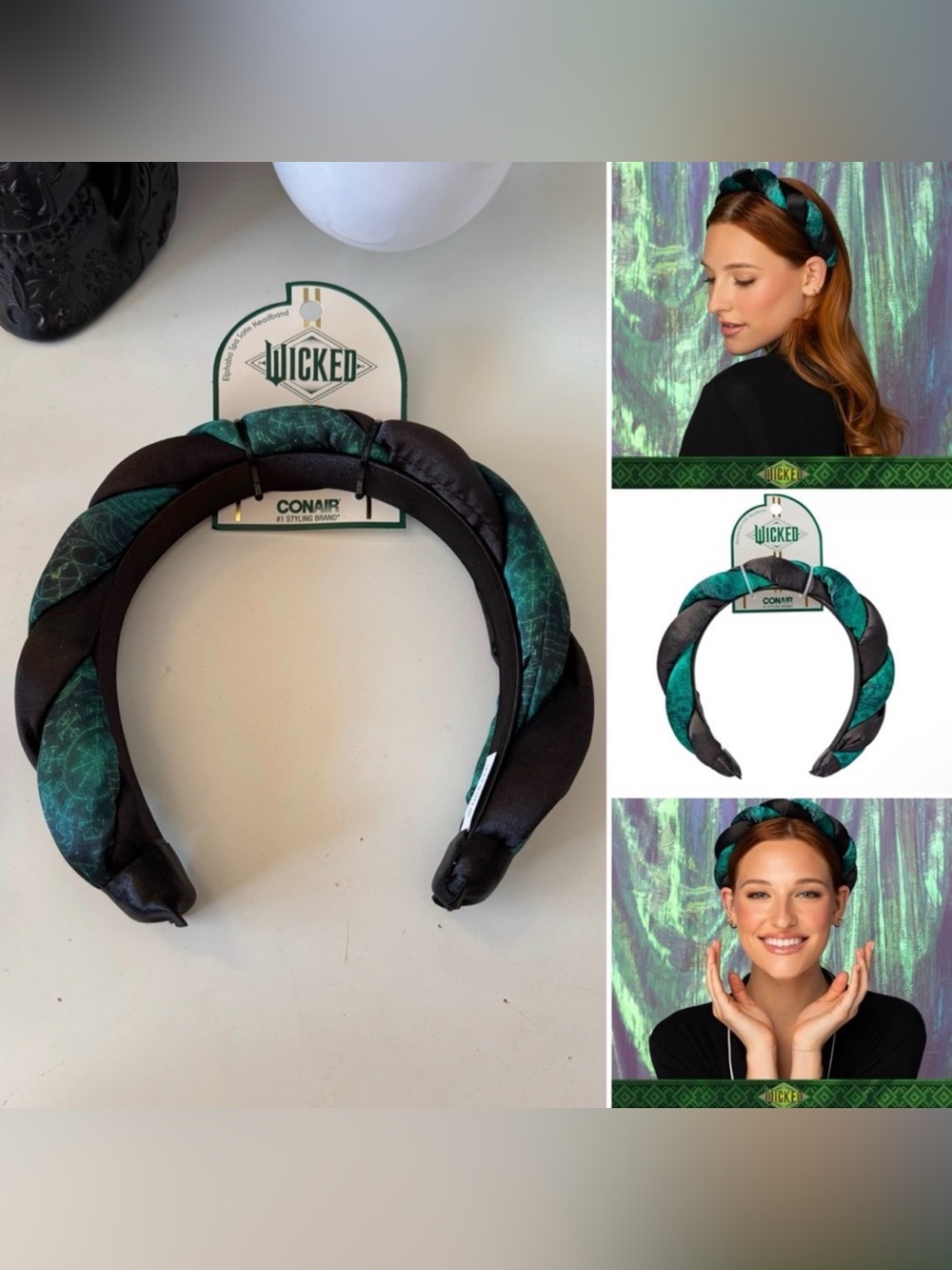 Wicked Elphaba Satin Twisted Spa Headband Makeup Headband Spa Headband CONAIR